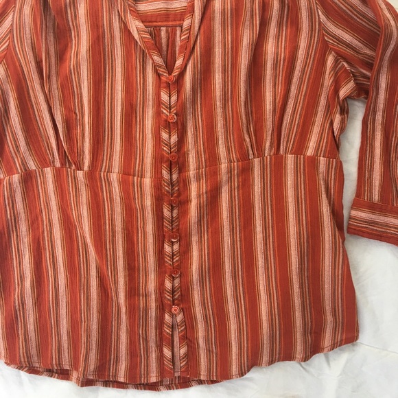 St. John’s Bay | Orange Striped Blouse - L - Picture 5 of 7